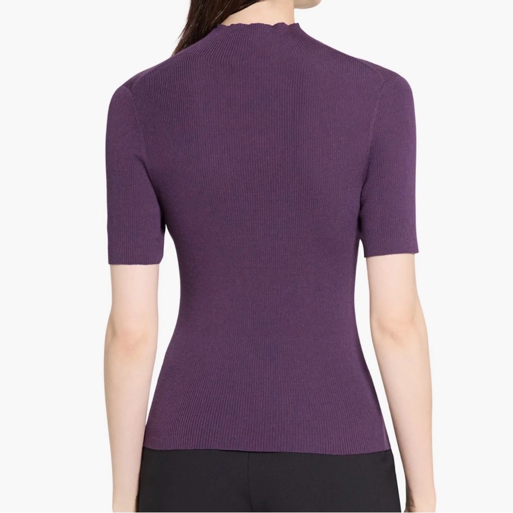 NWT Theory Leenda Merino Wool Mock Neck Sweater in Black Iris - Picture 2 of 5